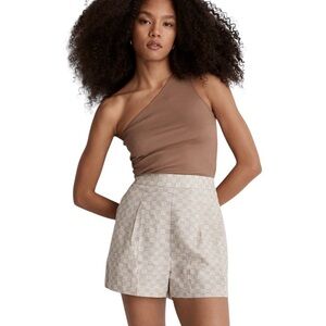 Madewell Shorts Women's S Cream‎ & Tan Linen Blend Clean Pull-On Jacquard Shorts